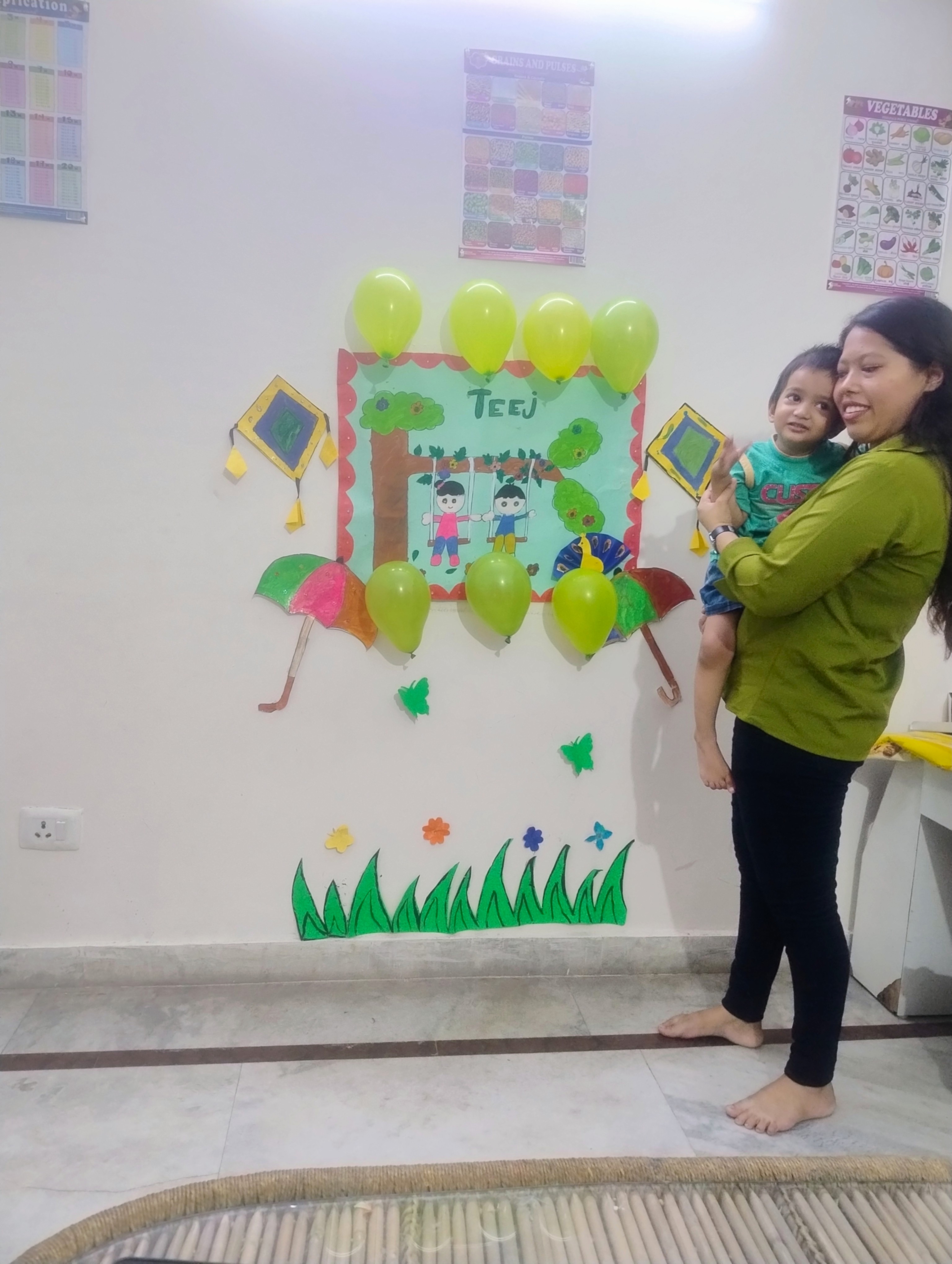 Three children engaged in a learning activity